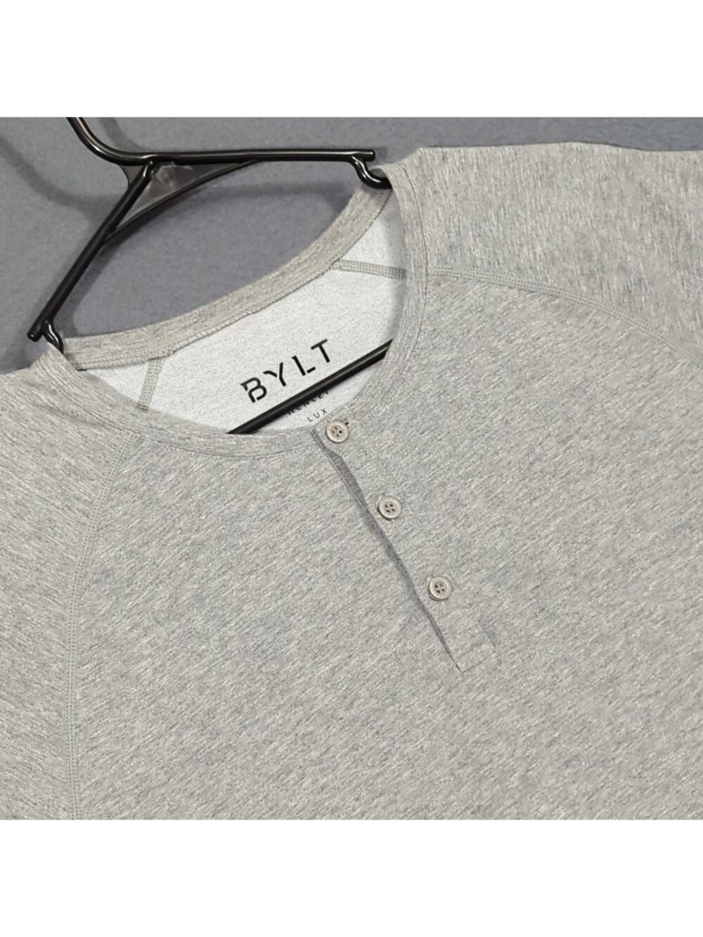 Bylt Basics Premium Crew Henley Lux T-Shirt Men's M Gray Short Sleeve